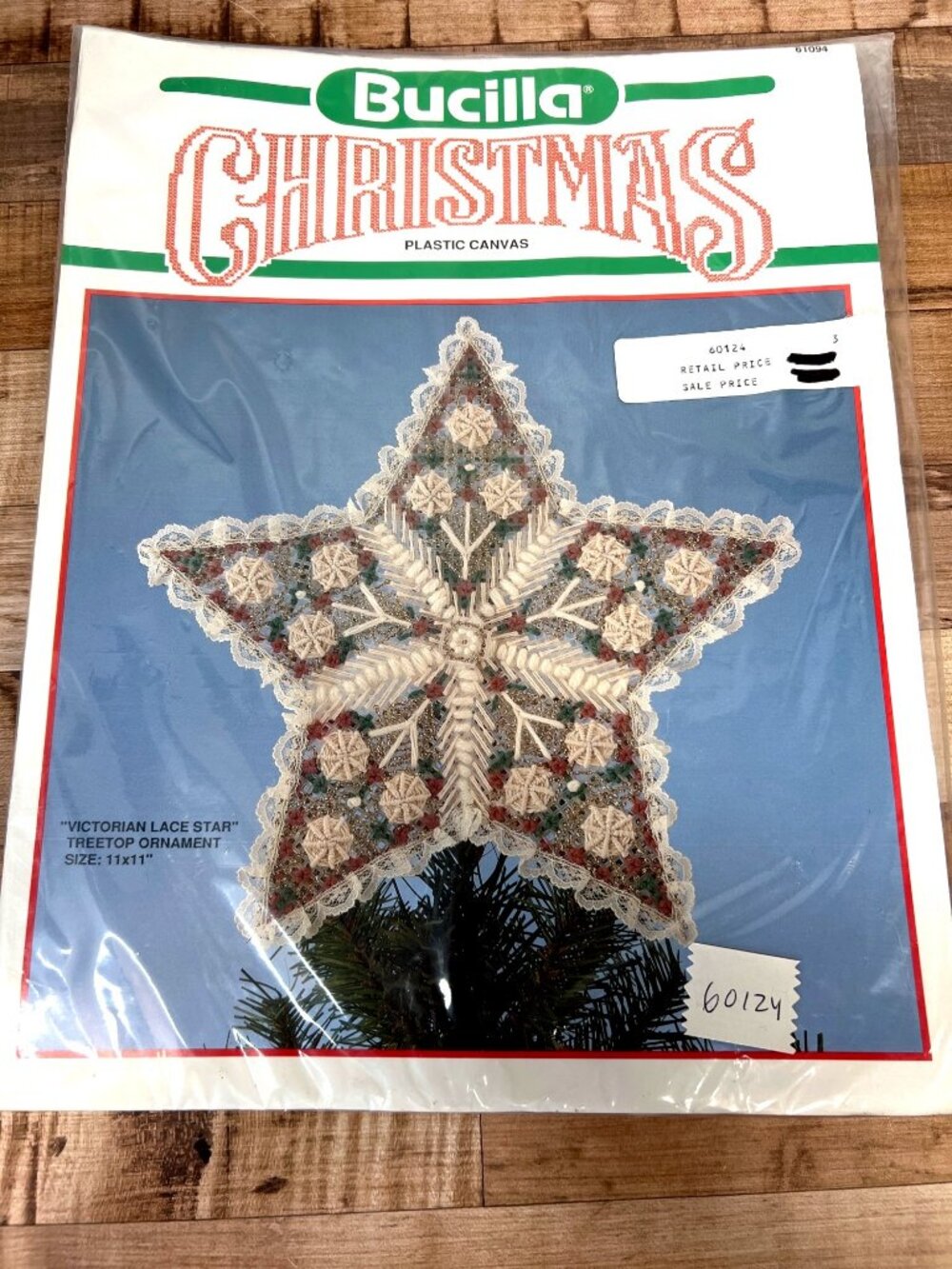 Bucilla Christmas Victorian Lace Star Tree Topper Plastic Canvas Kit #61094